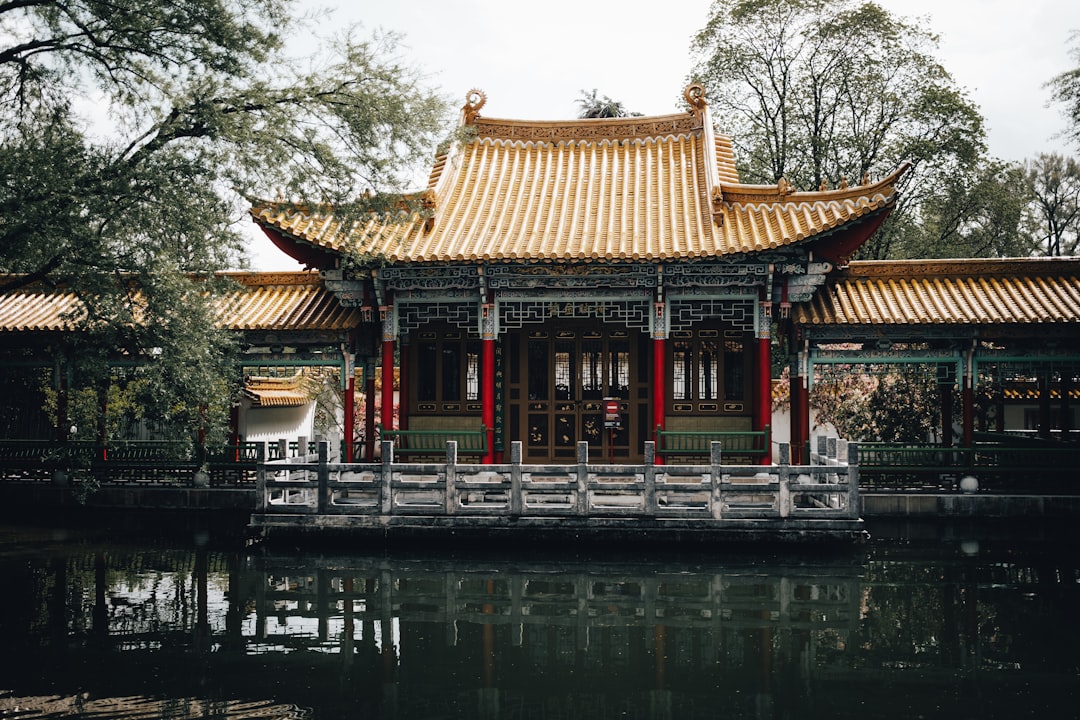 a building that is next to a body of water