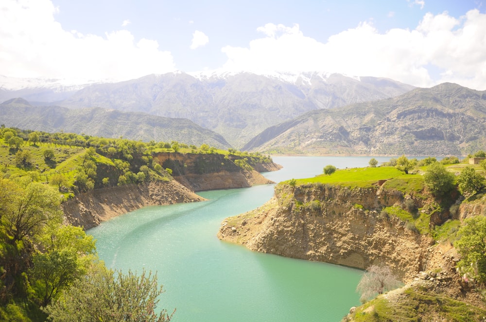 a large body of water surrounded by mountains