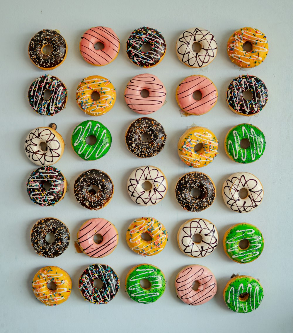 a bunch of doughnuts that are on a table