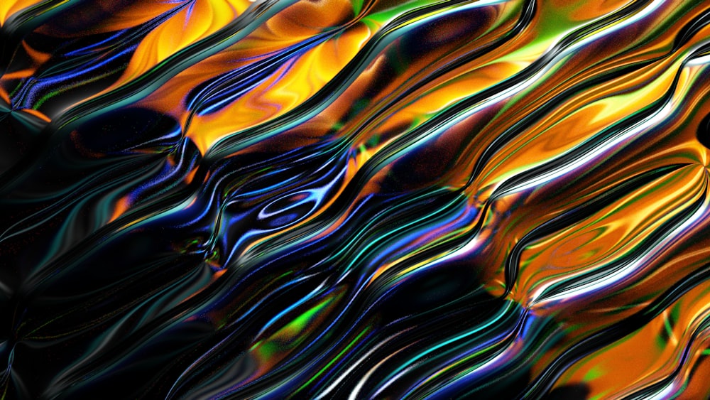 an abstract image of colorful lines on a black background