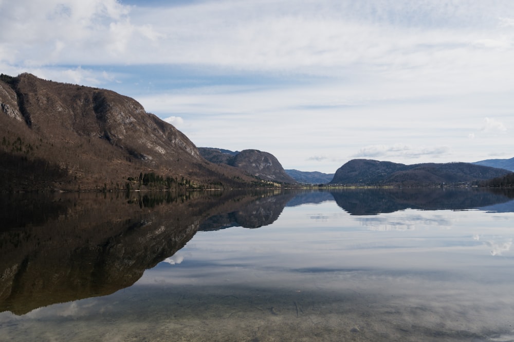 a large body of water surrounded by mountains