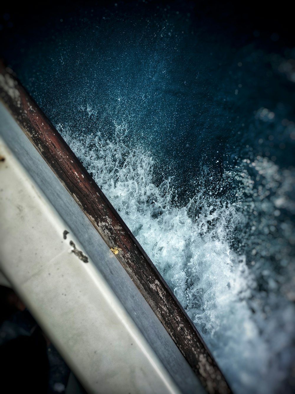a close up view of the water from a boat