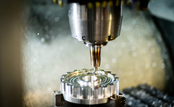 Precision tool being machined for aerospace tooling