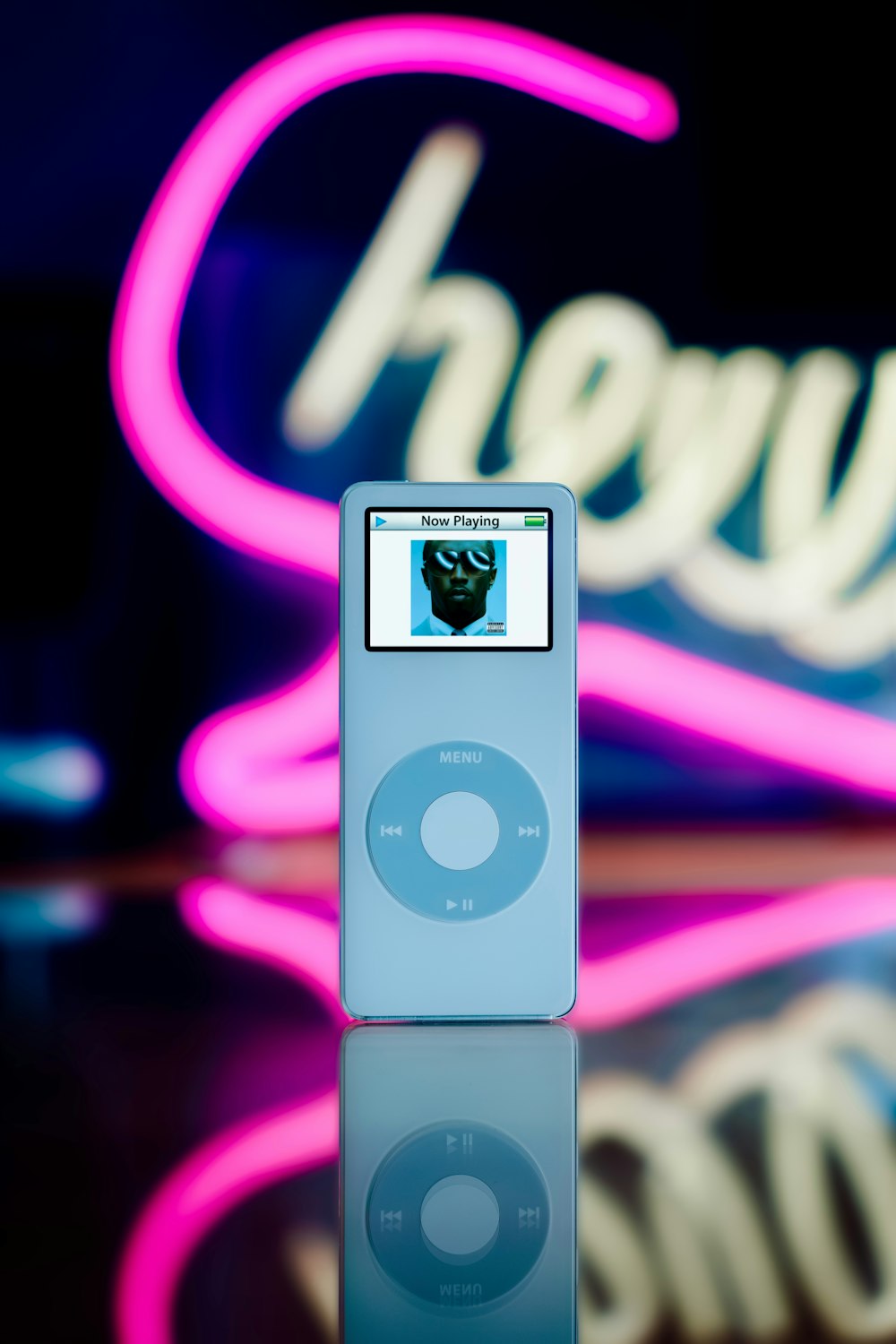 an mp3 player sitting on top of a table