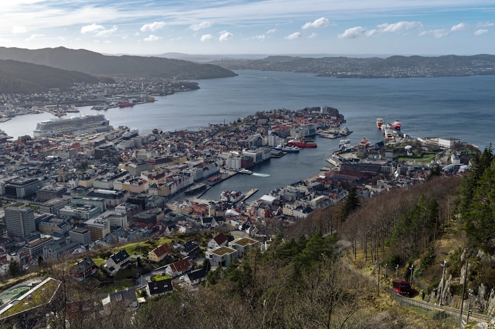 a large body of water surrounded by a city