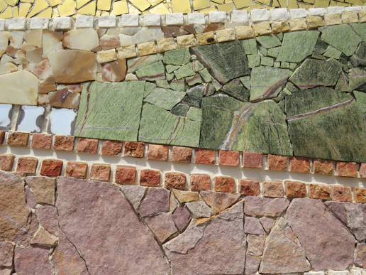 a close up of a wall made of rocks