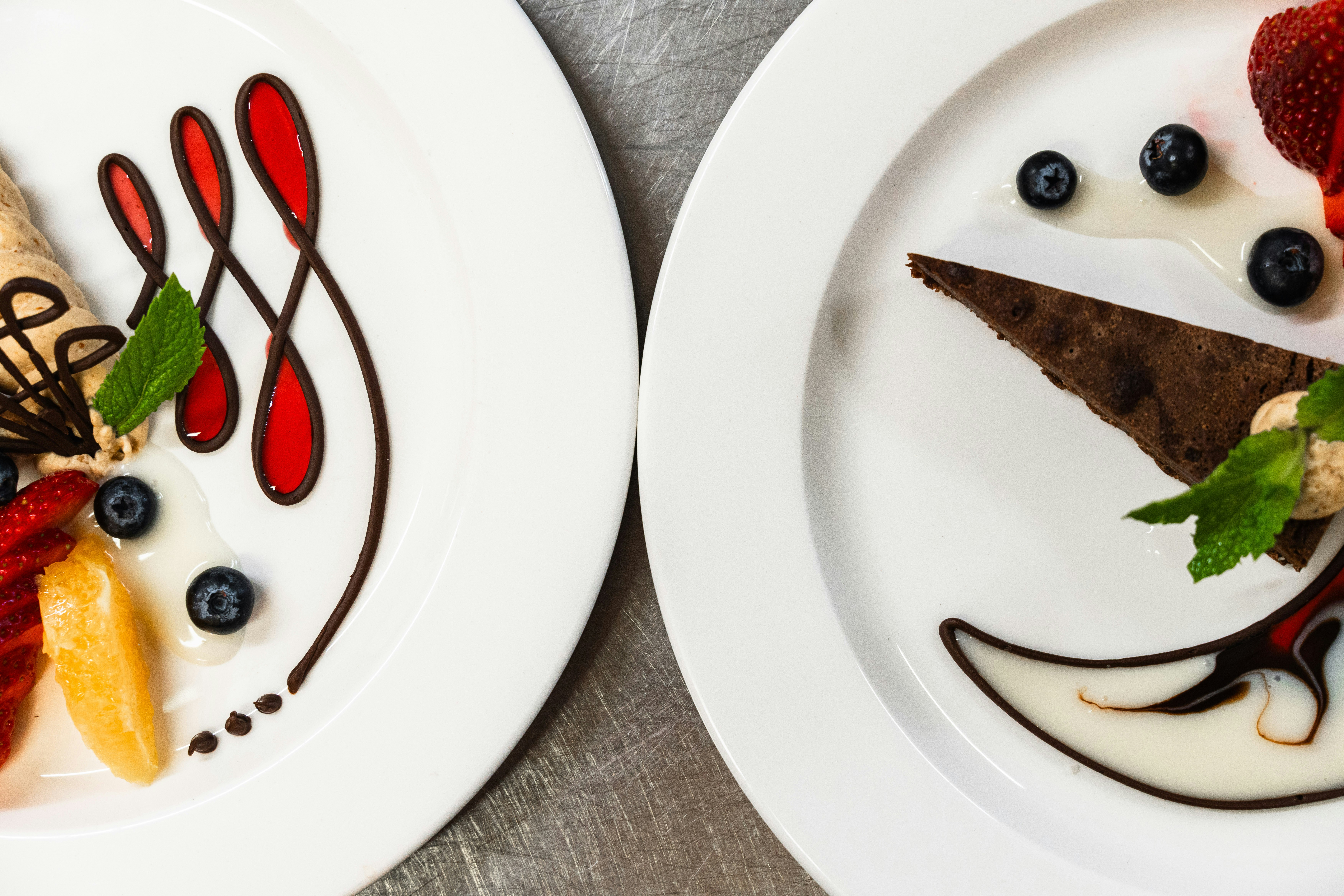 Couple enjoying plates of food