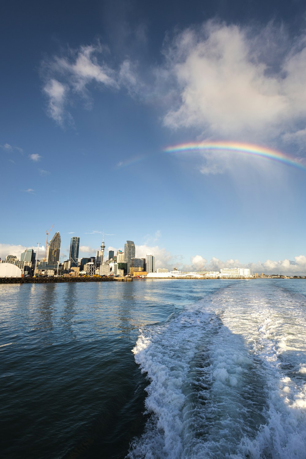 a view of a city from a boat on the water