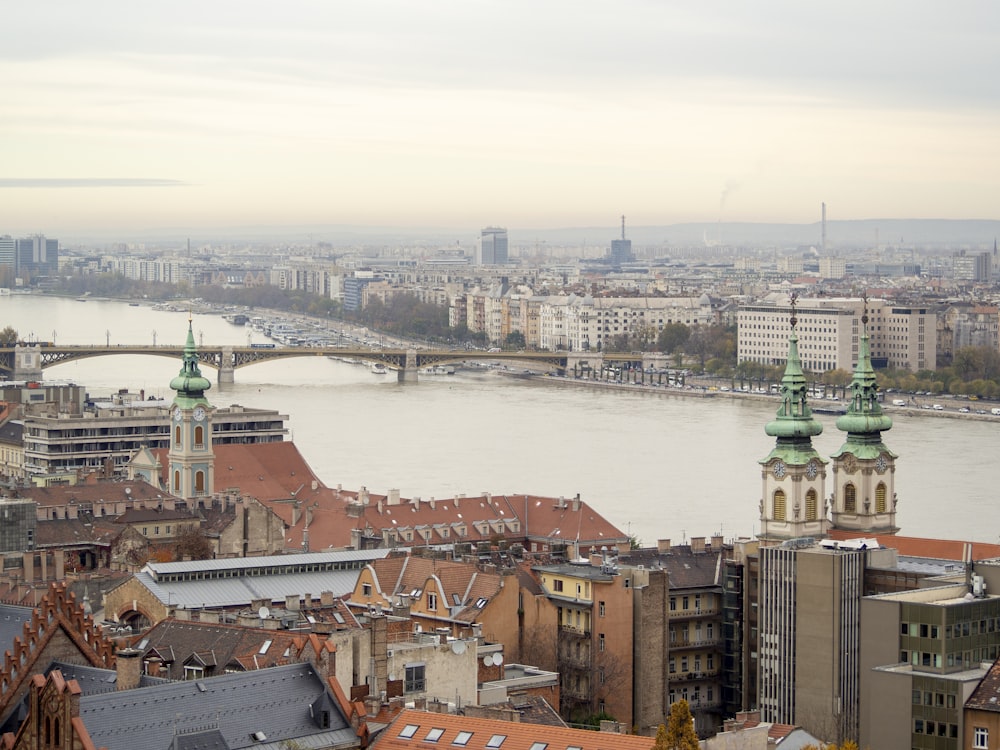 a view of a city with a river running through it