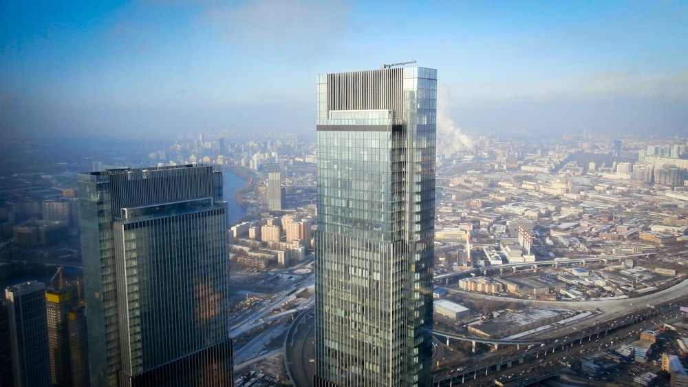 a view of a city from the top of a skyscraper