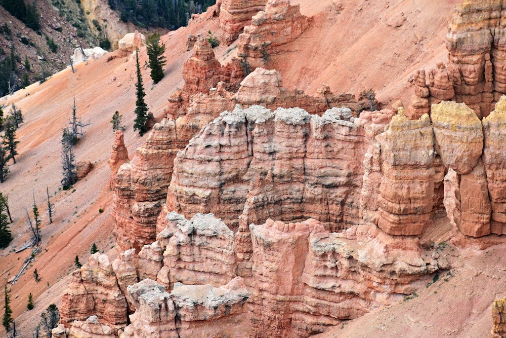 a large group of rock formations in the mountains