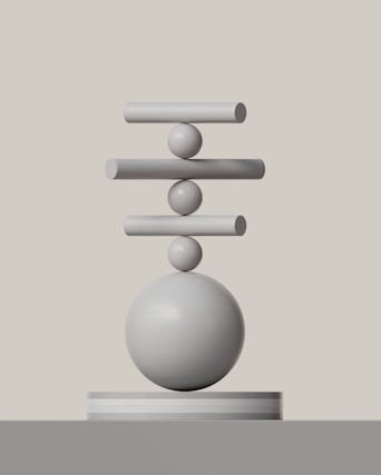 perfectly balanced cylinders on ball metaphor for Physiotherapy, stability, precision, support, care