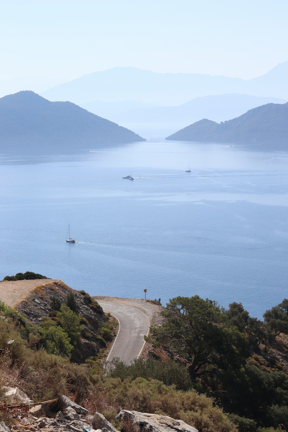 a large body of water surrounded by mountains