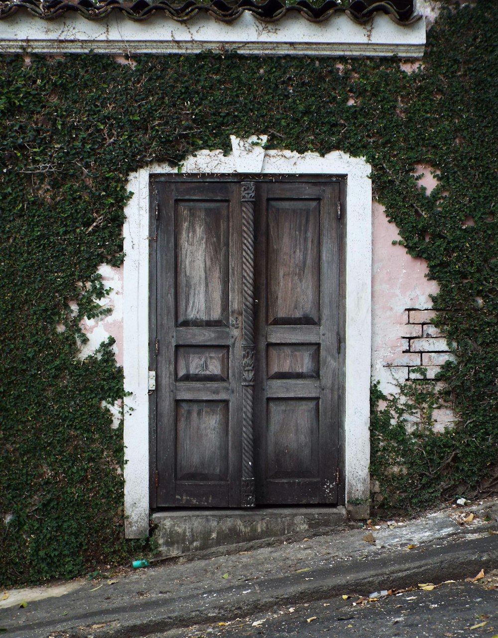 an old building with a large wooden door