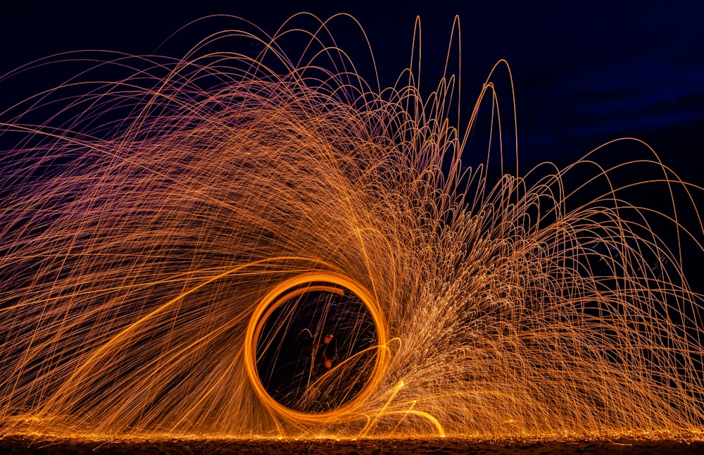a long exposure photo of a circular object