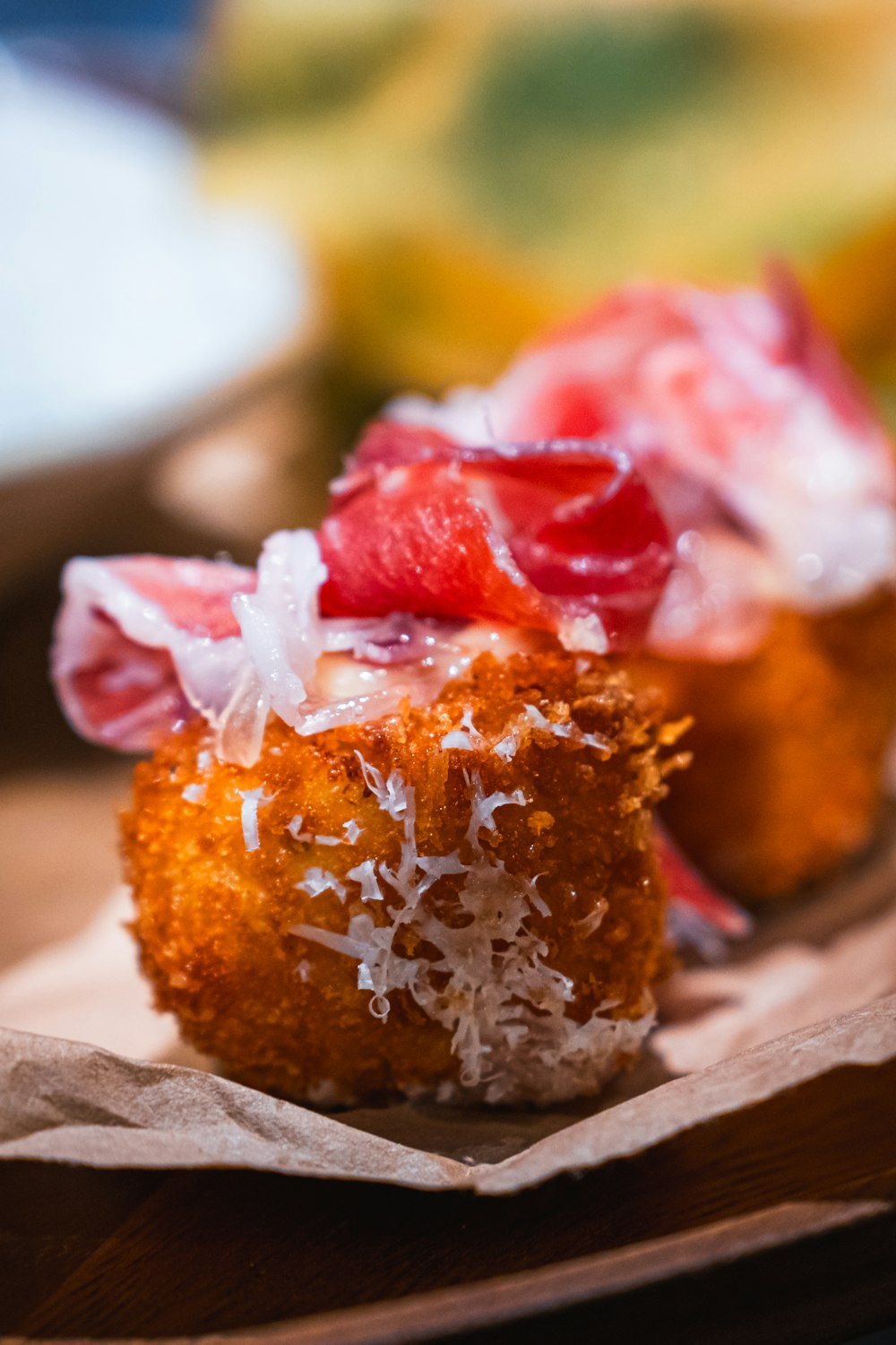 a close up of a plate of food on a table