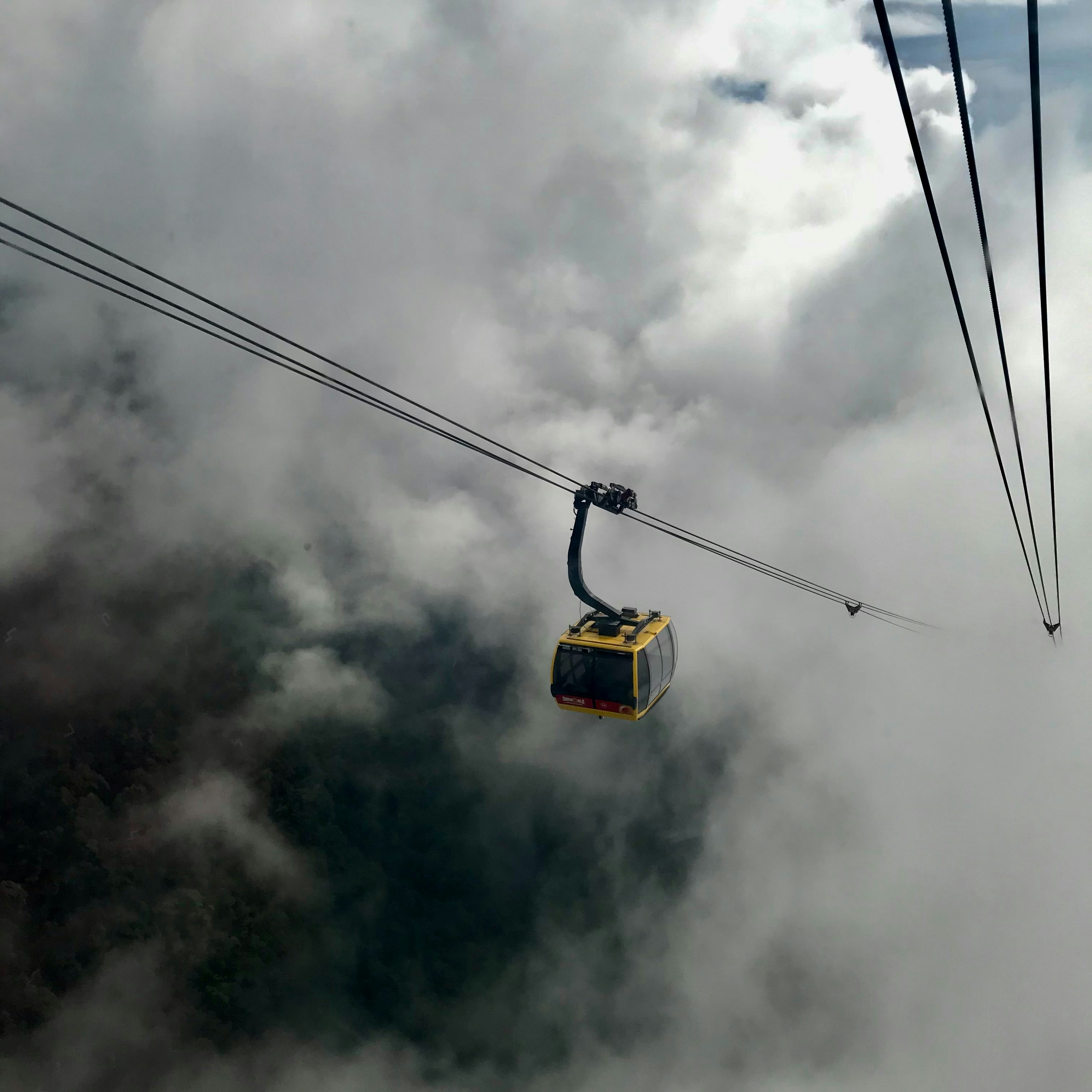 a cable car in the sky above the clouds