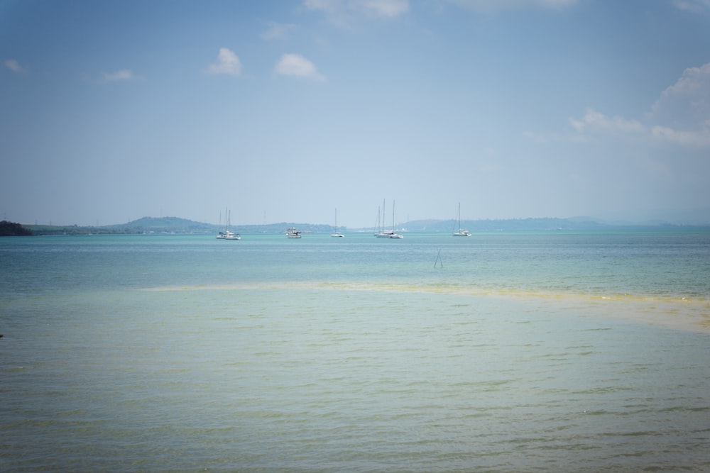 a body of water with boats in the distance