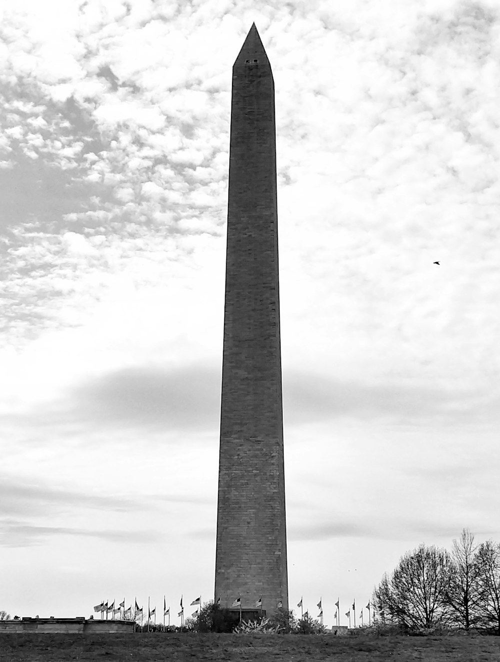 a black and white photo of the washington monument
