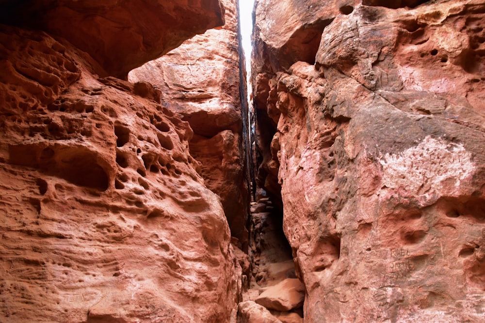 a narrow narrow canyon in a rocky area