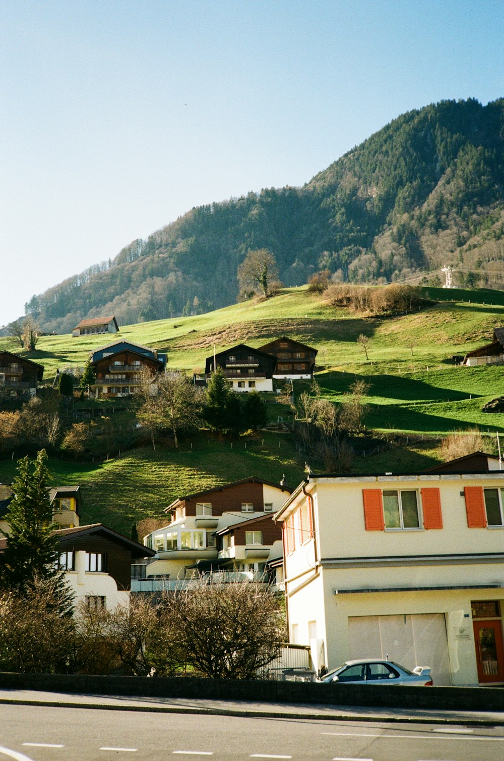 a hill with houses on the side of it