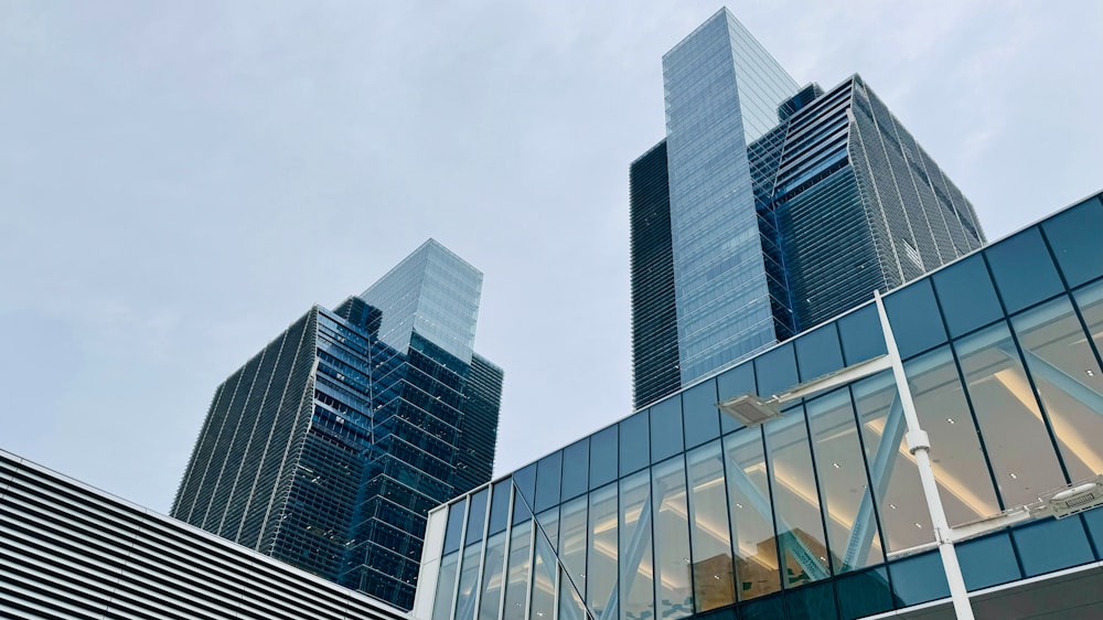 a group of tall buildings sitting next to each other