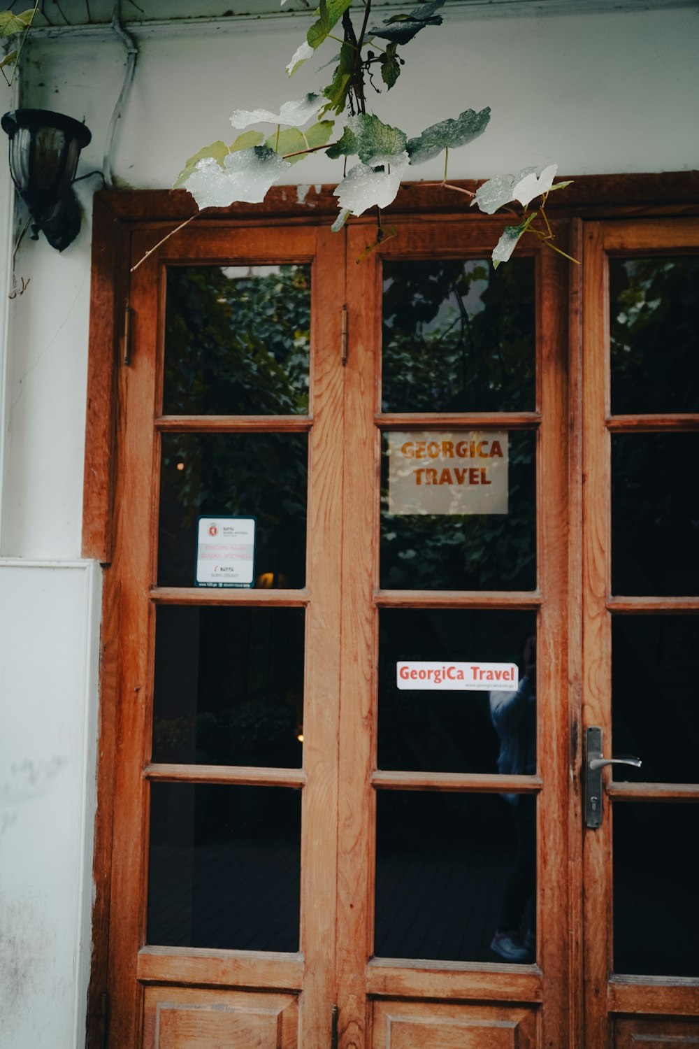 a couple of wooden doors sitting next to each other