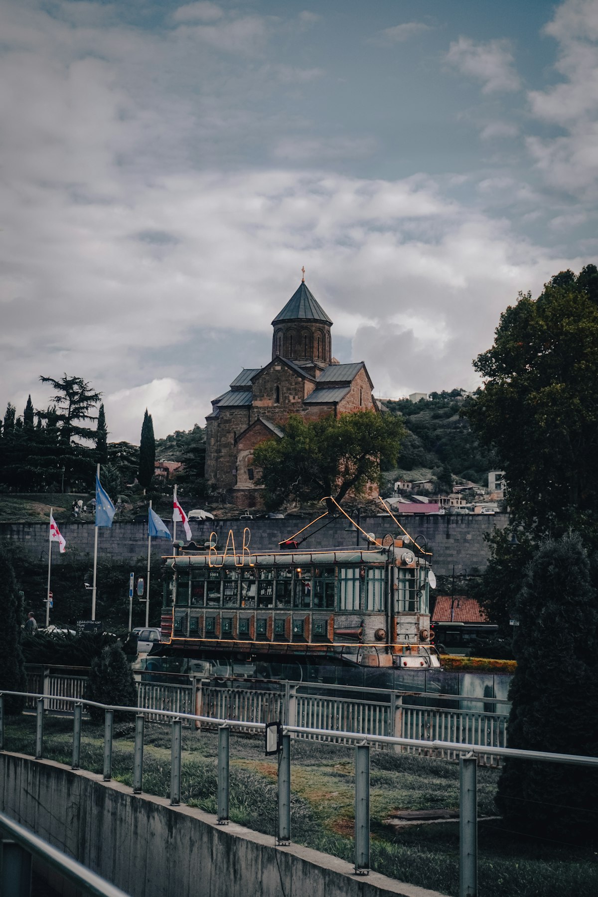 Tbilisi March — the Metekhi Church above the Mtkvari River as spring arrives in the city