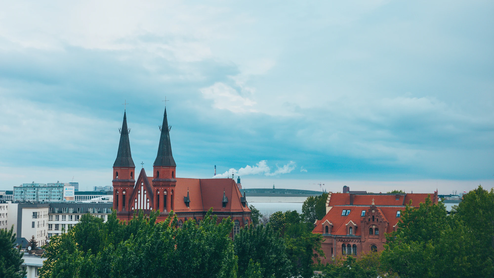Panorama Wrocławia o wschodzie słońca