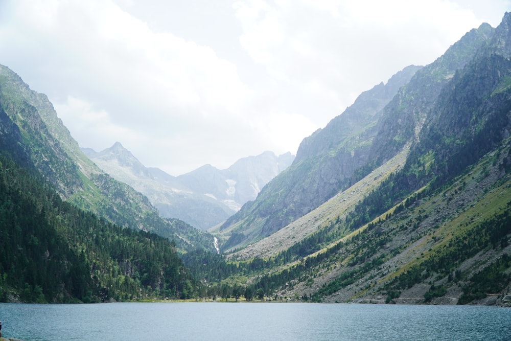 a large body of water surrounded by mountains