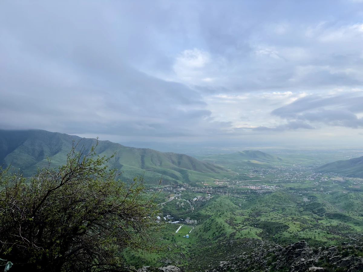 Green valley and mountains in the Qashqadaryo region near Shakhrisabz, Uzbekistan