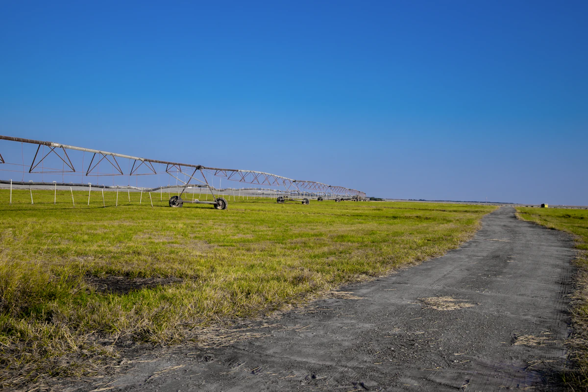 Irrigation line along a farm track