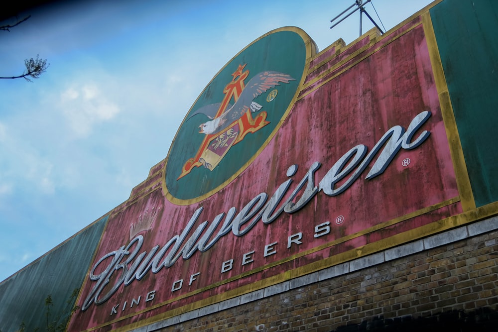 a large sign on the side of a building