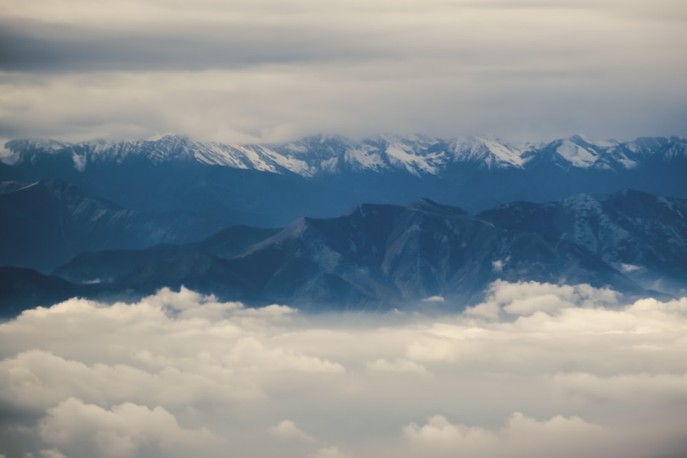 a view of a mountain range from an airplane