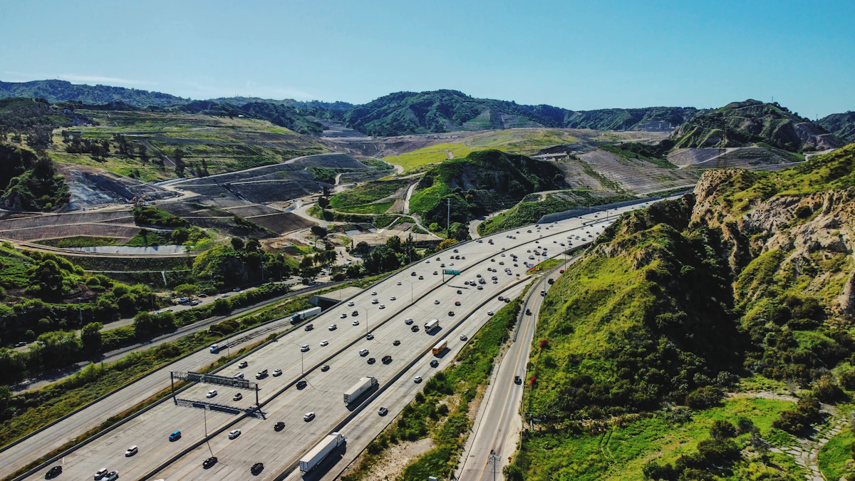 Aerial view of a highway corridor