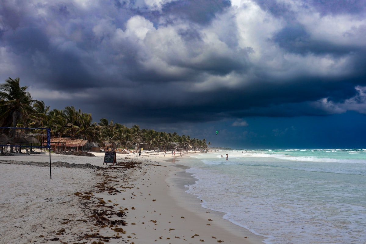 La Veleta Tulum — a relaxed overcast day on Tulum beach, the mood typical of this quieter local neighbourhood