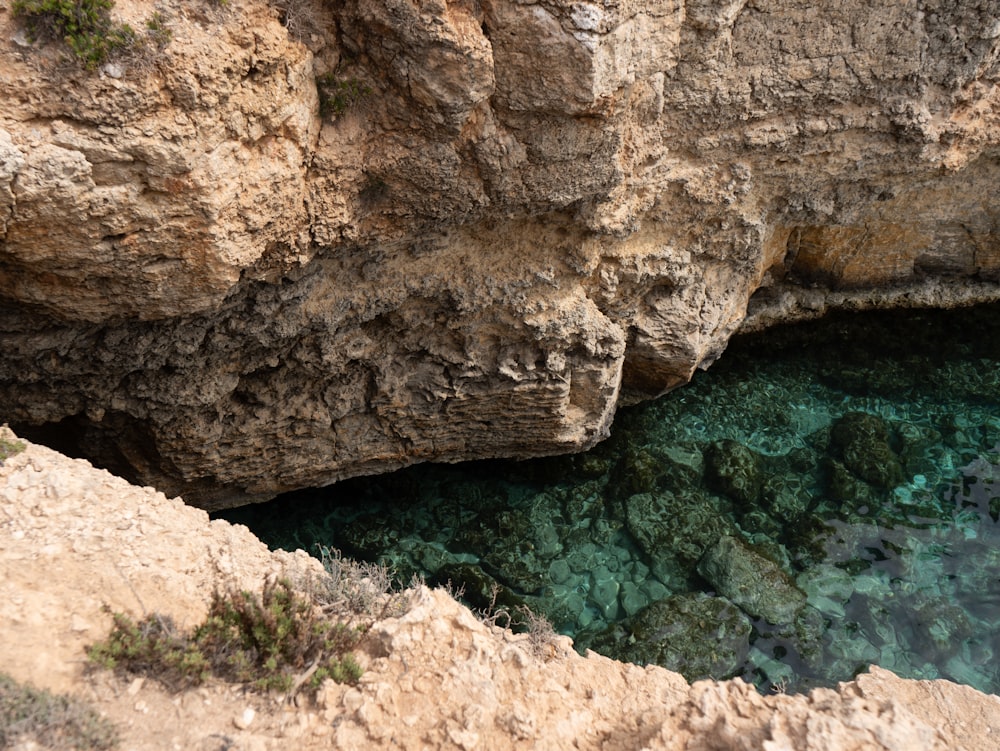 a view of a body of water from a cliff