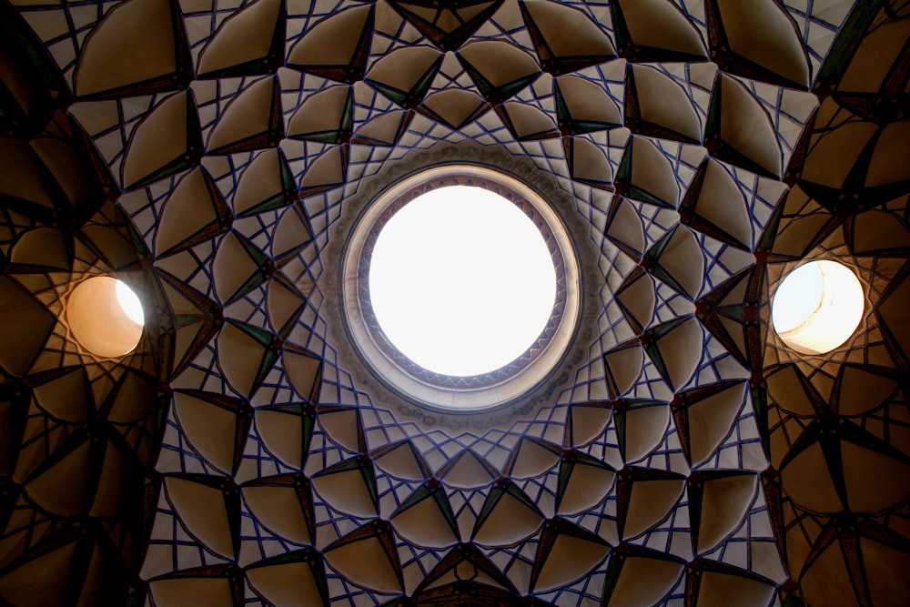 a circular window in the ceiling of a building