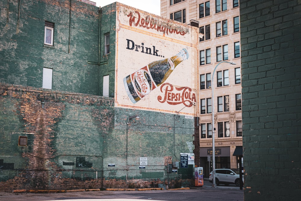 a large sign on the side of a building