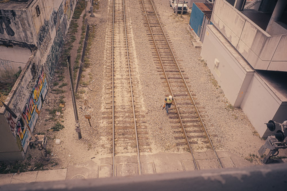 a view of a train track from above