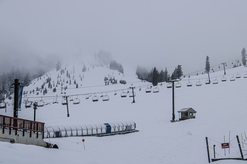 a ski slope covered in lots of snow