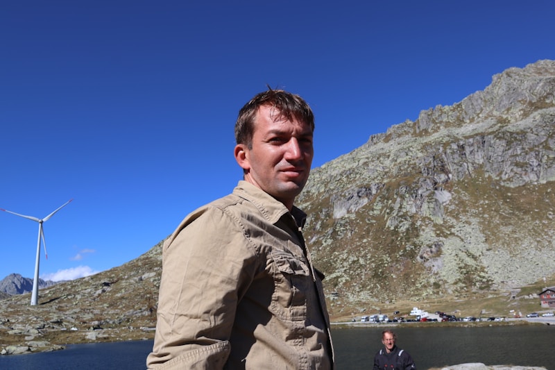 gay man at mountain lake