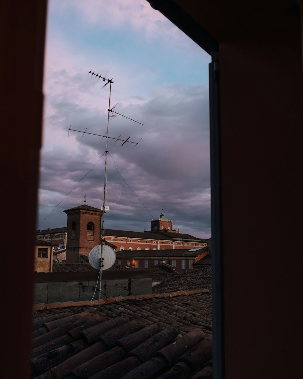 a view of a building from a window