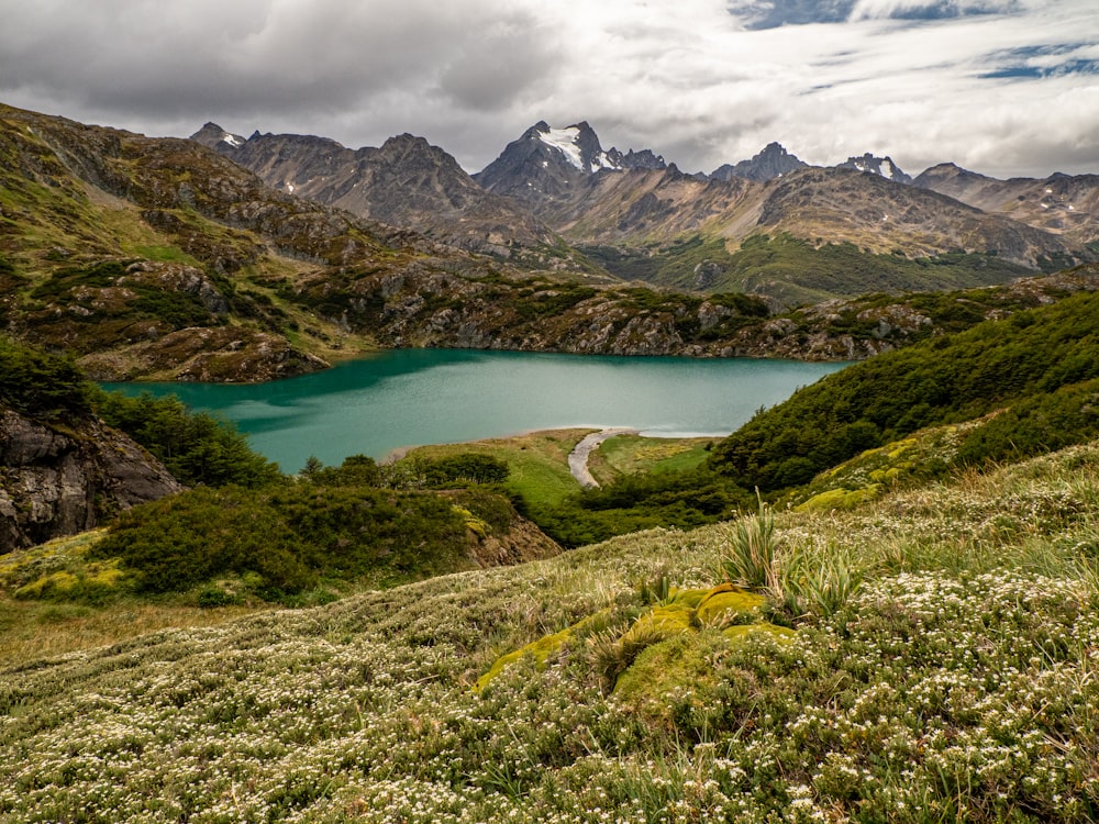 a large body of water surrounded by mountains