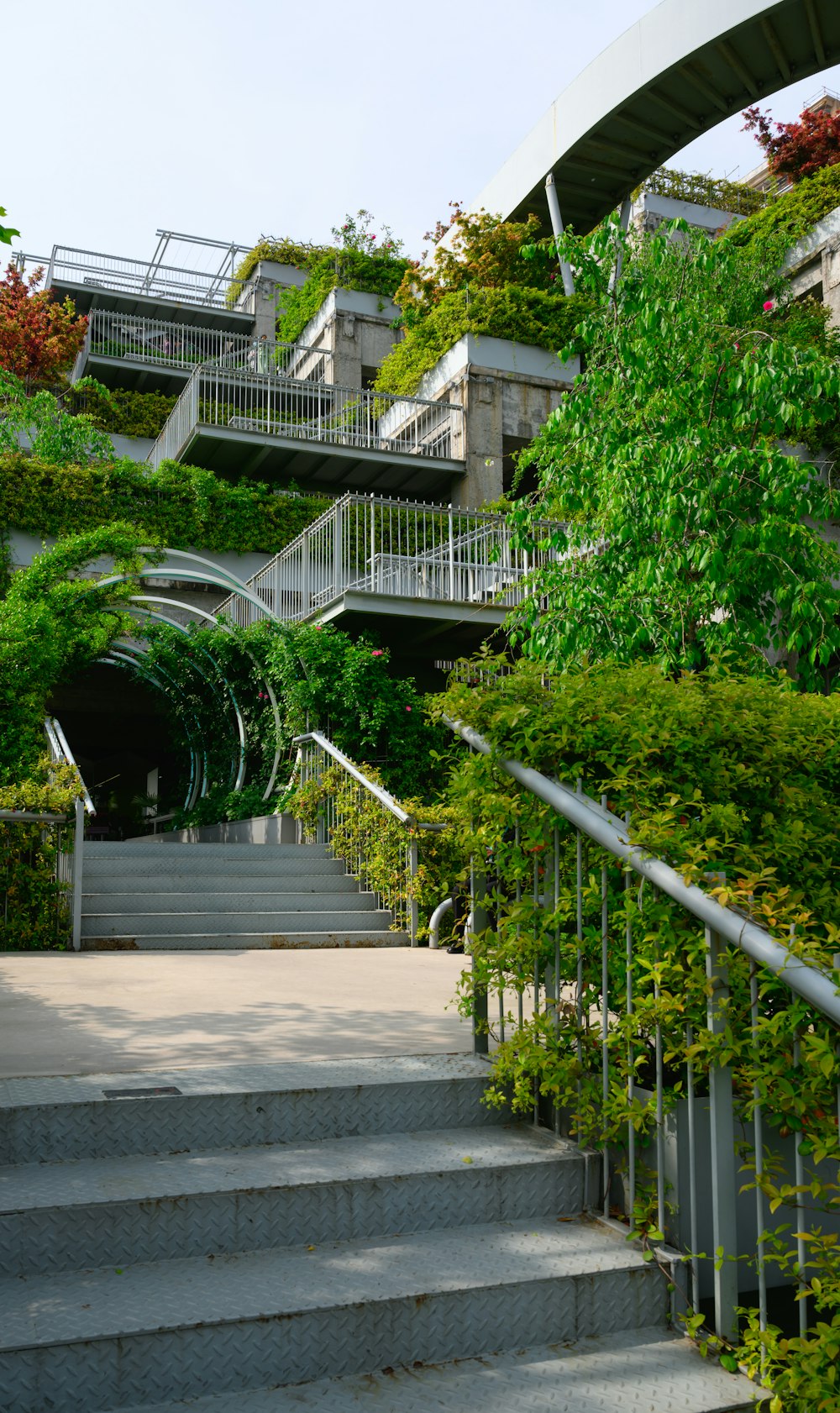 a set of stairs leading up to a building