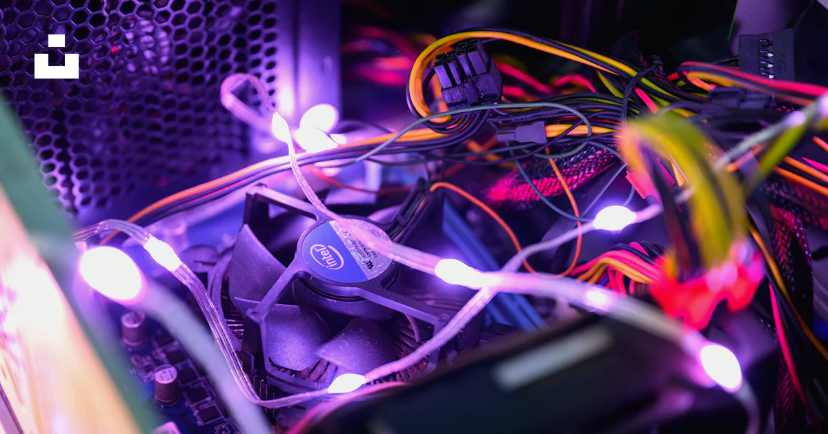 The inside of a computer case with wires and wires photo – Free Jing'an ...