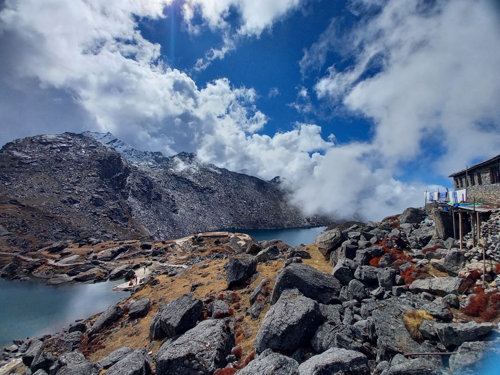 a large body of water surrounded by mountains