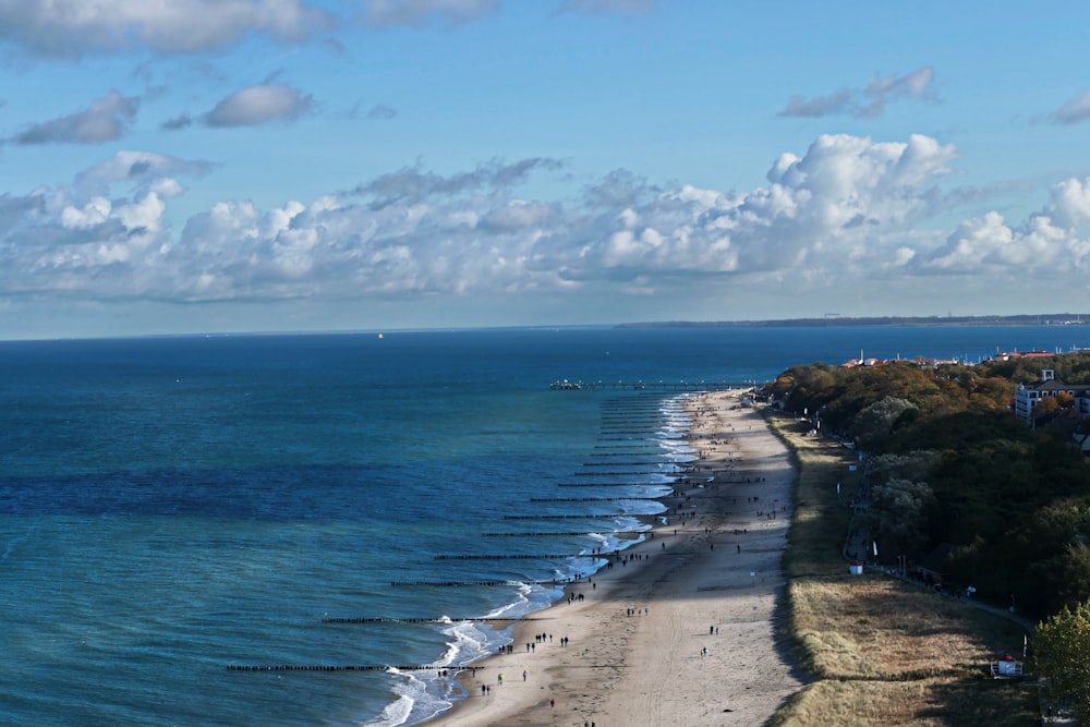 a view of a beach from a high point of view