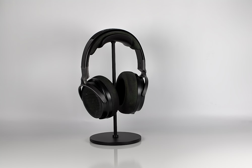 a pair of headphones on a stand