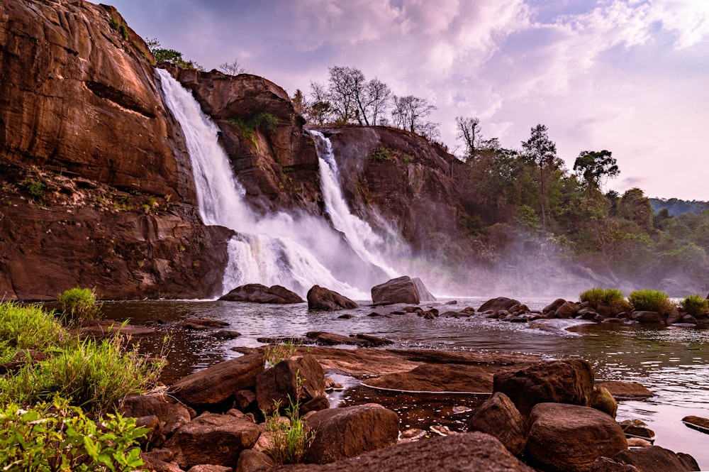 a waterfall with a large amount of water coming out of it